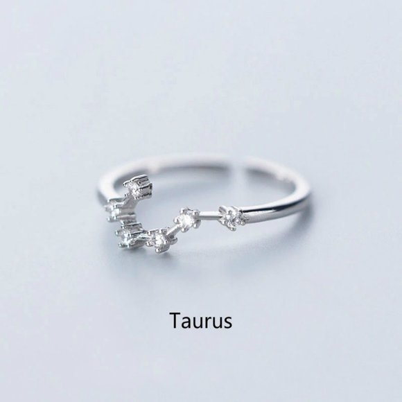 Jewelry - 925 Sterling Silver Zodiac Resizable Ring-Taurus